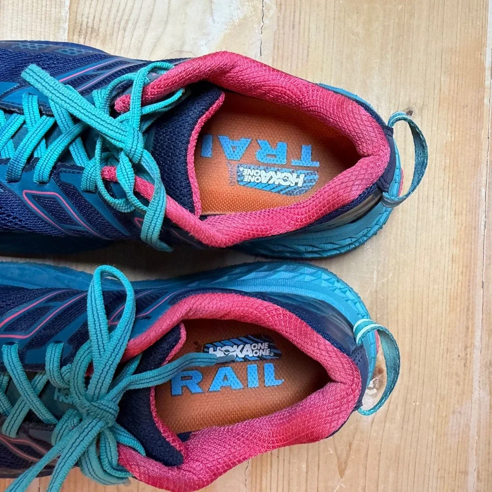 Hoka One One Speedgoat 2 Trail Running Shoes Blue Pink Womens 8.5 1016791 - Picture 3 of 7